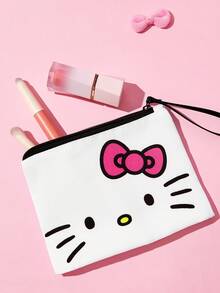 HELLO KITTY AND FRIENDS | SHEIN 可愛貓咪印花化妝包套組，多尺寸與大容量，適用於化妝品/小物品/電子產品，可單獨購買或套組，附拉鍊 - 粉黑白 - 查看 3