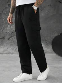 SLATEMANN Men's Fashion Casual Streetwear Cargo Pants With Pockets And Drawstring Waist Vacation Holiday Black Autumn - Black - View 5