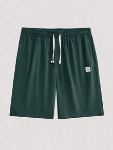 Whitmere Men's Plus Size Thin Corduroy Patch Pocket Drawstring Casual Fashion Minimalist Versatile Street Style Shorts, Summer - Dark Green - View 5