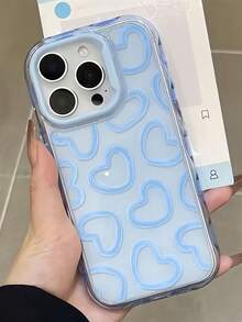 Casing Ponsel Motif Hati Lukisan Minyak Lucu, Pelindung Bodi Penuh, Cangkang Keras, Tahan Guncangan, Tahan Jatuh, Anti Gores, Tahan Lama, Pas Ramping, Potongan Presisi, Bezel Terangkat, Perlindungan Kamera, Nyaman - Biru - View 4