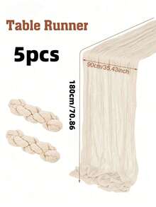 Polyester Cream Foldable Table Runner – Holiday Wedding Birthday Party Decor, Home Dining Table Cover, Versatile For Photo Frame Display, Banquet Kitchen Events - Beige - View 11
