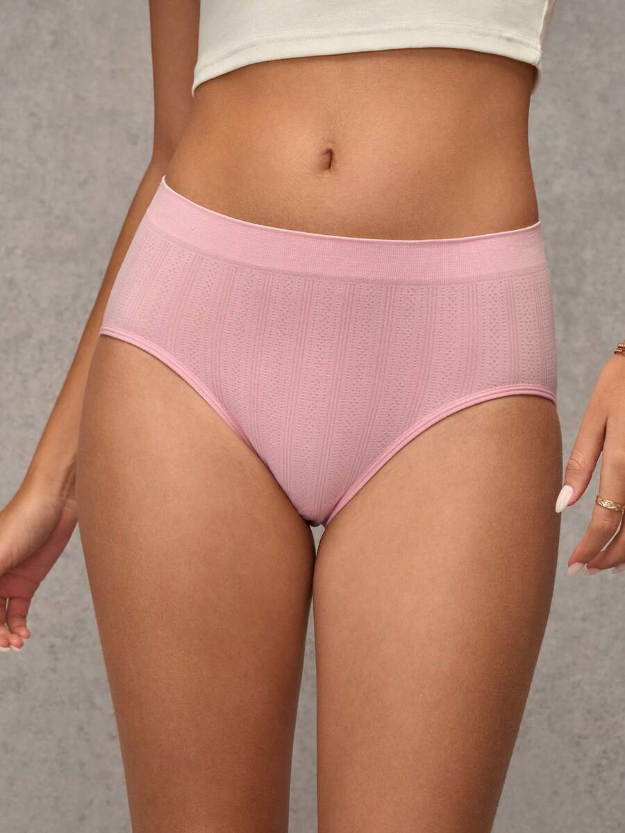 Esseday Celana Dalam Segitiga Wanita Warna Pink, Elastis Tinggi, Bertekstur, Nyaman, Minimalis, Kasual, untuk Penggunaan Sehari-hari - Berwarna merah muda - View 1