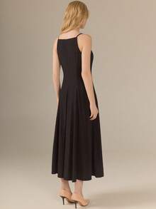 KÆRIA Hus Apron Neck Panelled Maxi Dress - Soft Lustre Weave With Mulberry Silk Blend - Black - Party Formal Modest Elegance Dinner Day Wedding Summer Classy - Black - View 2