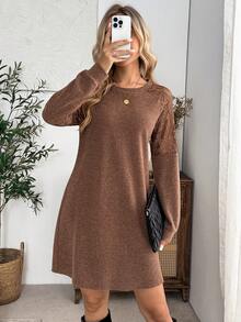 EMERY ROSE Women's Solid Color Casual Daily Summer Travel Dress - Brown - View 6