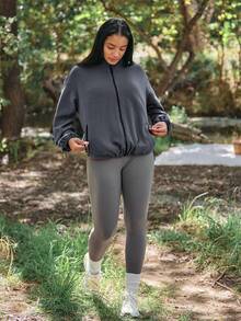 Voyena Women's Plus Size Casual Sports Jacket, Autumn/Winter Fall - Dark Grey - View 6