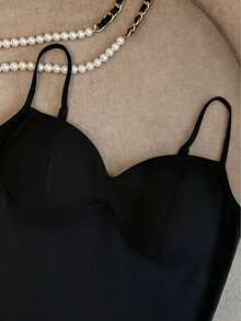 Resyla Women's Solid Color Casual Versatile Camisole - Black - View 3