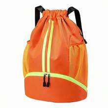 1pc Sports Drawstring Backpack For Men Women, String Bag With Shoe Compartment & Waterproof Wet Pocket, Adjustable Wide Straps, Gym Swimming Soccer Basketball Storage Bag - Multicolor - View 8