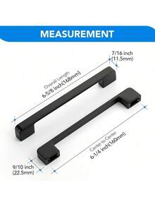 6Pcs Black Aluminum Cabinet Handles, Solid American Style Drawer Pulls With Mounting Screws, Polished Surface Furniture Hardware For Kitchen Cabinets - Black - View 5