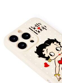 Betty Boop x SHEIN 卡通圖案復古白色皮感手機殼，防摔保護 11-17 系列手機殼 - 彩色 - 查看 5