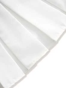 ROMWE J-Fashion Solid Color Pleated Skirt, School - White - View 4
