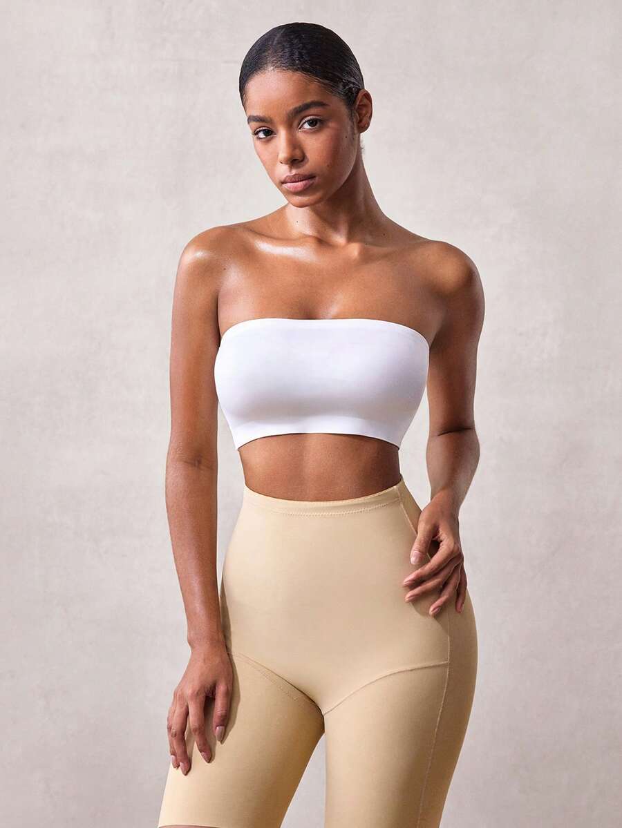 Veilyse Women's Front Closure Strapless Bandeau No Padded Comfortable Bra Tube Top With Non Slip Function Women Seamless Wireless Supportive Bra Push Up Bra - White - View 1