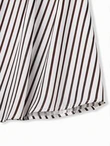 GlowEve CURVE Gaun Kemeja Wanita Ukuran Plus dengan Kerah Blazer Garis Vertikal, Panjang Sedang, Lengan Panjang, Kancing Depan, untuk Musim Gugur - Aprikot - View 3