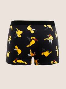 LOONEY TUNES X SHEIN 男士字母卡通印花休閒日常四角內褲 - 黑色 - 查看 2