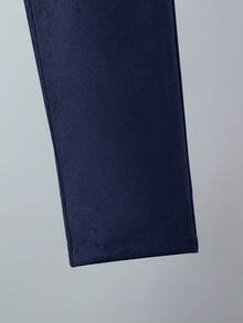 SHEIN Conjunto de 2 piezas para niños con top de unicolor con cuello abierto y pantalones largos de unicolor - Azul Marino - Ver 6