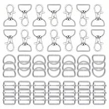 56pcs 1 Inch Swivel Lobster Clasps And D-Rings Set, Keychain DIY Hardware Accessories, Slide Buckles For Bags, Pet Leash Clips, Lanyard Straps & Sewing Projects, 360 Degree Smooth Motion Design - multicolor - View 8