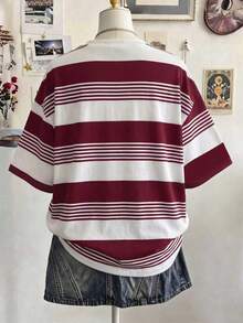 Lalippa Kaos Lengan Pendek Longgar dengan Leher Bulat dan Bahu Jatuh, Motif Cetak Digital - MultiWarna - View 2