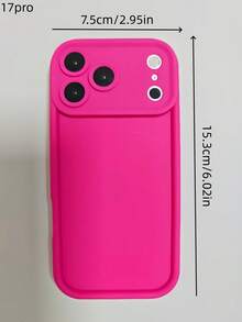 1PC Simple Solid Color Phone Case Compatible With Iphone 17 ProMax 17 Pro Full Coverage Scratch Resistant Slim Fit Soft - Rose Red - View 3
