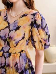 SHEIN 夏季優雅花卉印花洋裝 - 彩色 - 查看 2