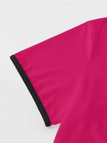 GlowEve CURVE Plus Size Casual Elastic Short Sleeve Contrast Color T-Shirt, Suitable For Spring/Summer Commute And Daily Wear - Multicolor - View 4