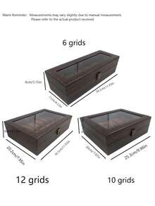 1 pieza Caja de almacenamiento de relojes de cuero, caja de relojes con tapa a prueba de polvo, caja de colección de relojes de alta gama para el hogar, regreso a la escuela - Multicolor - Ver 4