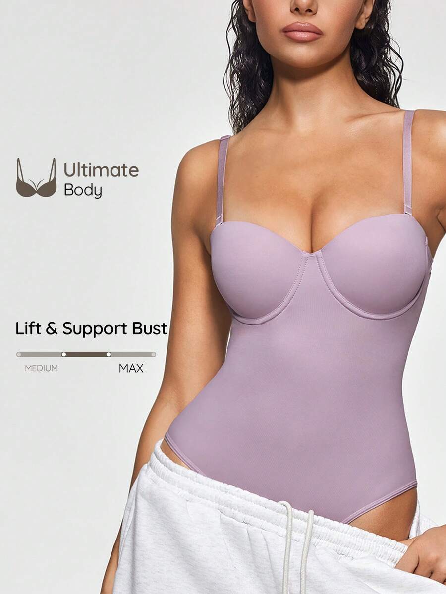 SHAPORA Women's Solid Color Spaghetti Strap Camisole Shapewear - Dusty Pink - View 1