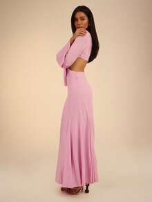 Dancing Leopard Pink Ring-Front Cut-Out Maxi Dress, Wedding Guest Occasion Wear - Pink - View 4