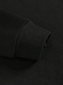 ROMWE MEN Goth 男士哥德風印花長袖拉鍊休閒連帽衫 - 黑色 - 查看 5