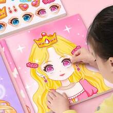 1/2 buah Stiker Rias Wajah Mainan Puzzle Anak Perempuan Usia 3 hingga 6 Tahun Stiker Rias Wajah Putri Cantik Stiker Pertunjukan Rias Wajah Buku Catatan - MultiWarna - View 7