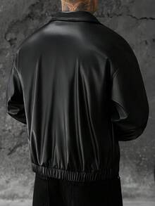 Manfinity Roughcore Mature Casual Best-Selling Men's Jacket, Versatile Commuter Men's Leather Jacket - Black - View 2
