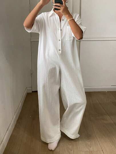 DAZY Women's White Minimalist Summer Loungewear Jumpsuit