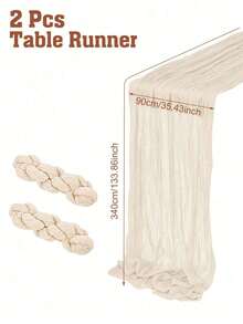 Polyester Cream Foldable Table Runner – Holiday Wedding Birthday Party Decor, Home Dining Table Cover, Versatile For Photo Frame Display, Banquet Kitchen Events - Beige - View 14