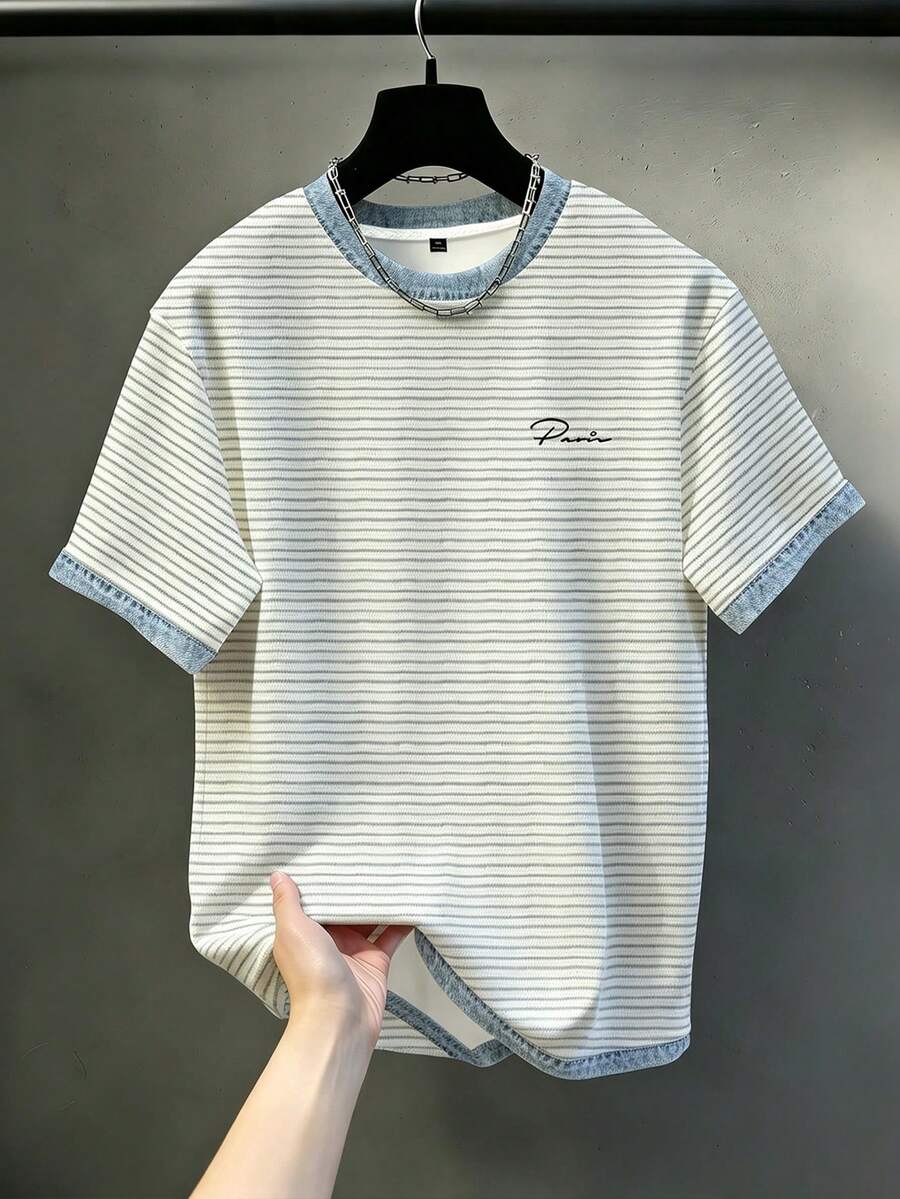 Manfinity Homme 男士休閒舒適上衣,大尺碼男士時尚T恤,男士優雅百搭上衣套裝 - 彩色 - 查看 1
