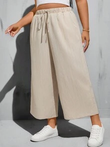 SHEIN Essnce Plus Size Casual Versatile Solid Color Loose Pants - Multicolor - View 7