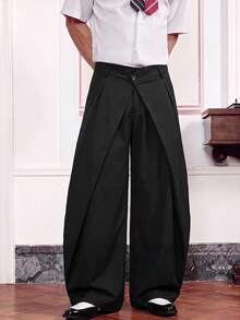 SWAVVY Pantalones largos casuales de unicolor 2 en 1 para hombres - Negro - Ver 3