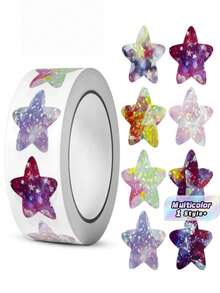 500Pcs/Roll Multicolor Star Self-Adhesive Stickers 1inch, 8 Colors PVC Waterproof Decals For DIY Crafts, Planner, Teacher, Office, Classroom, Home, Gift - Multicolor - View 1