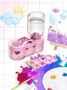 1pc 4-In-1 Water Circulation Pigment Rinse Cup Brush Washer, Painting Tool - Brush Rinser, Artist Painting Palette - Multicolor - View 5