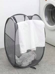 1pc Plain Laundry Hamper, Washing Basket, Bathroom Organizer, Basket, Storage Basket, Foldable Laundry Basket - Multicolor - View 6