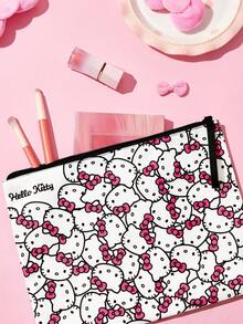 HELLO KITTY AND FRIENDS | SHEIN 可愛貓咪印花化妝包套組，多尺寸與大容量，適用於化妝品/小物品/電子產品，可單獨購買或套組，附拉鍊 - 粉黑白 - 查看 5