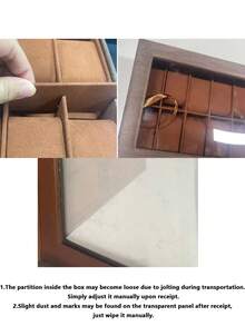 1 pieza Caja de almacenamiento de relojes de cuero, caja de relojes con tapa a prueba de polvo, caja de colección de relojes de alta gama para el hogar, regreso a la escuela - Multicolor - Ver 6