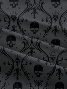 ROMWE Dark Gothic Vine & Skull All-Over Print Women's Long Pants - Black - View 4