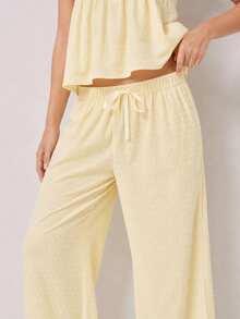 LUVLETTE Soft Airy Women's Yellow Summer Sweet Two-Piece Set - Double-Layered Ruffles & Polka Dots Adorable Breezy Home Wear - Yellow - View 13