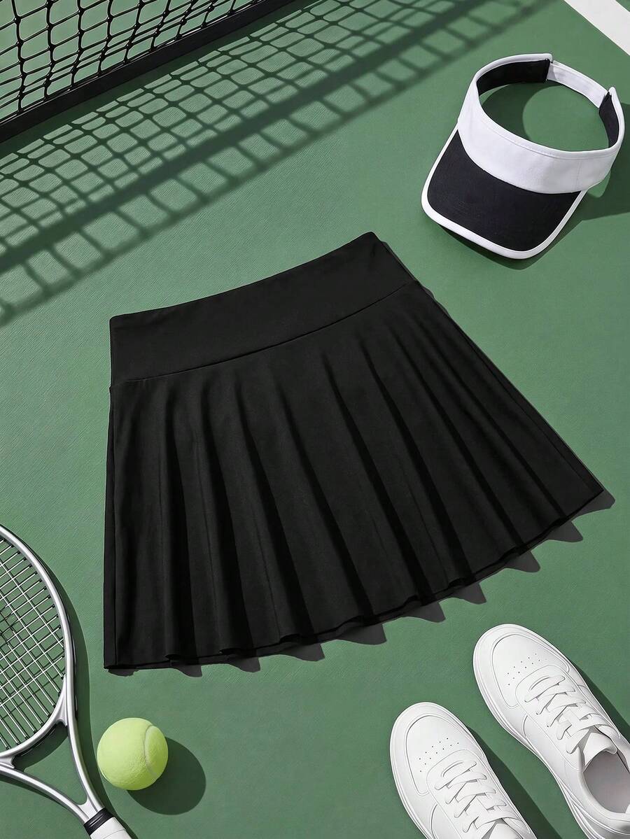 SHEIN Cheerettes 女款大尺碼純色休閒健身裙褲，附口袋