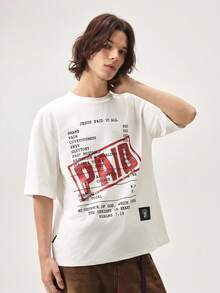 Vaulklash Standard Fit Men's White Boxy Cropped T-Shirt, Summer - White - View 4