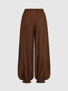 Sweetra Women's Spring/Summer Brown Sweet Commute Casual Jogger Pants, Loose Comfortable Soft Versatile Lightweight Casual Style - Brown - View 2