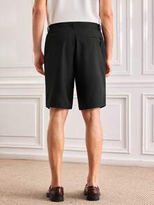 1 Piece Men's Summer Suit Shorts Light Luxury Business Casual Button Placket Side Pockets Suitable For Workplace, Daily Gatherings, Business Banquets - Black - View 2