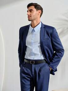 VeloEdit Men 1pc Single Button Formal Blazer Formal, Ceremony - Navy Blue - View 5