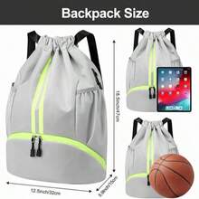 1pc Sports Drawstring Backpack For Men Women, String Bag With Shoe Compartment & Waterproof Wet Pocket, Adjustable Wide Straps, Gym Swimming Soccer Basketball Storage Bag - Multicolor - View 3