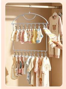 Multi-Hook Baby Clothes Hanger - Baby-Specific Household Use - Newborn Children's Socks Drying Rack - Multi-Functional Storage Hanging Clothes Hanger. - Multicolor - View 4