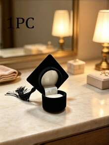1pc Black Graduation Jewelry Packaging Box, Excellent Ring Container, Multi-Functional Jewelry Storage Box, …Wear-Resistant Flannel Ring Box, Graduation Cap Shaped Ring Storage Box, Graduation Gift, Gift For Friends, Gift For Girlfrien - Black - View 11