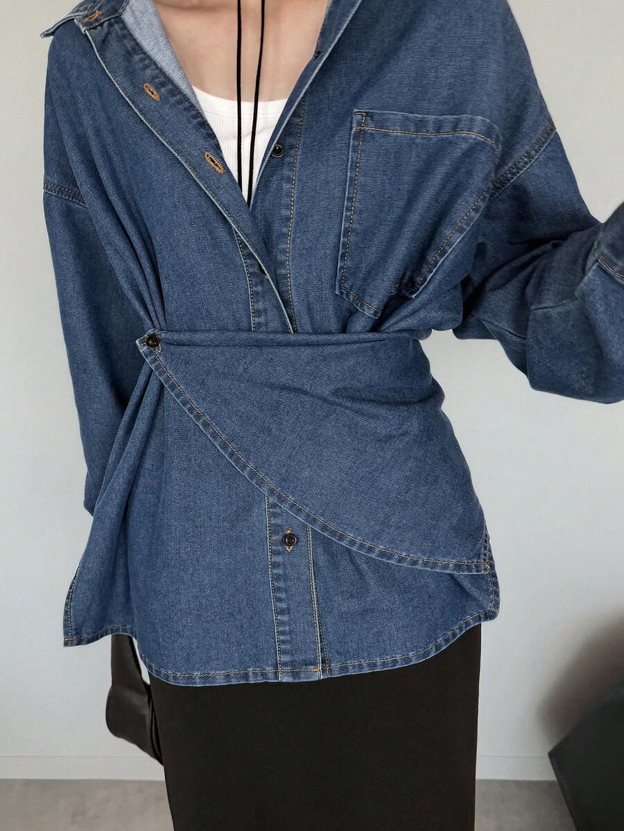 FRIFUL Women's Casual Denim Jacket, Summer Day Time Holiday Navy Blue - Blue - View 1